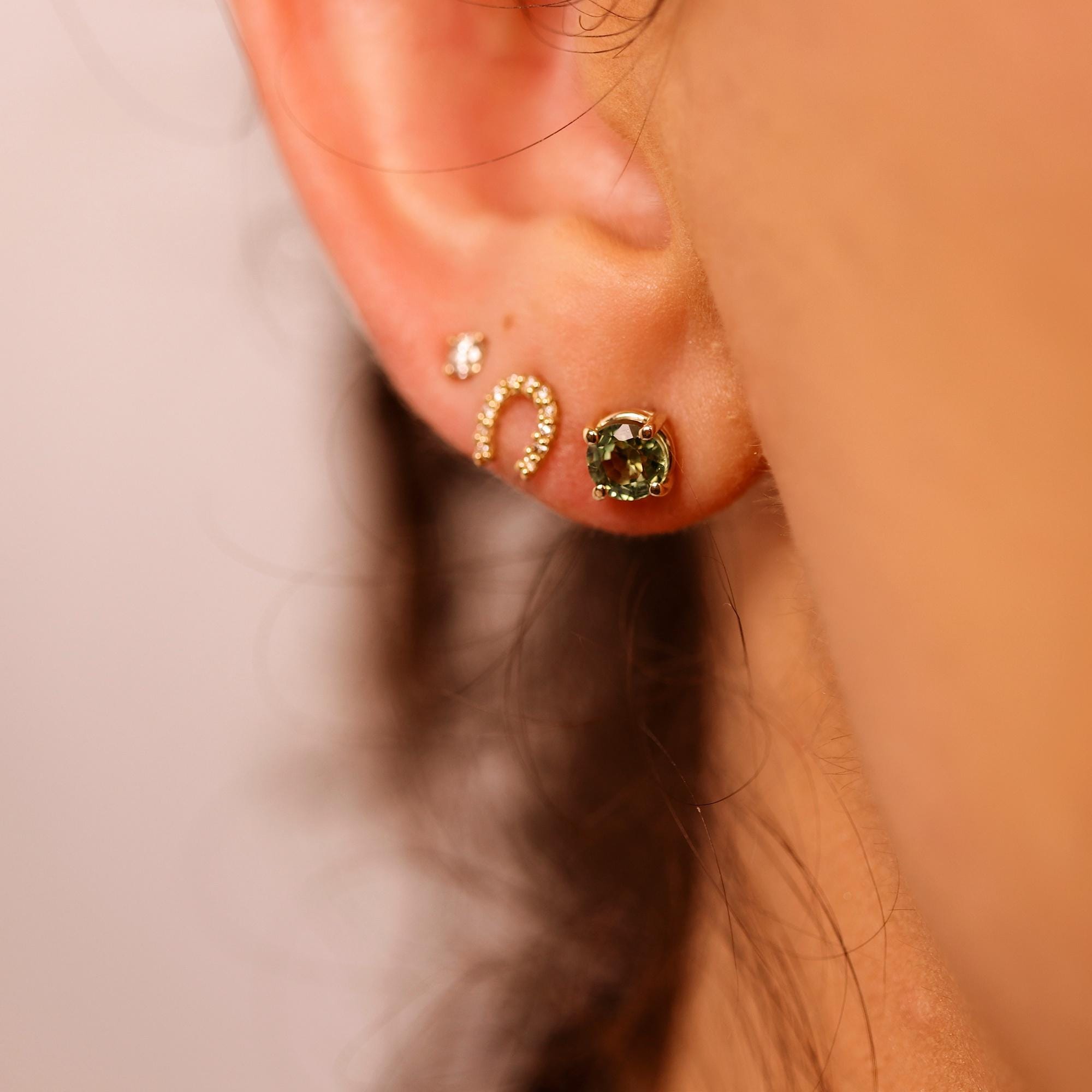 Green Sapphire Earrings 14k Solid Gold, Sapphire Bridal Earrings - Melt'm Jewelry