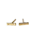 14k Solid Gold Hammered Bar Stud Earrings (SINGLE OR PAIR)