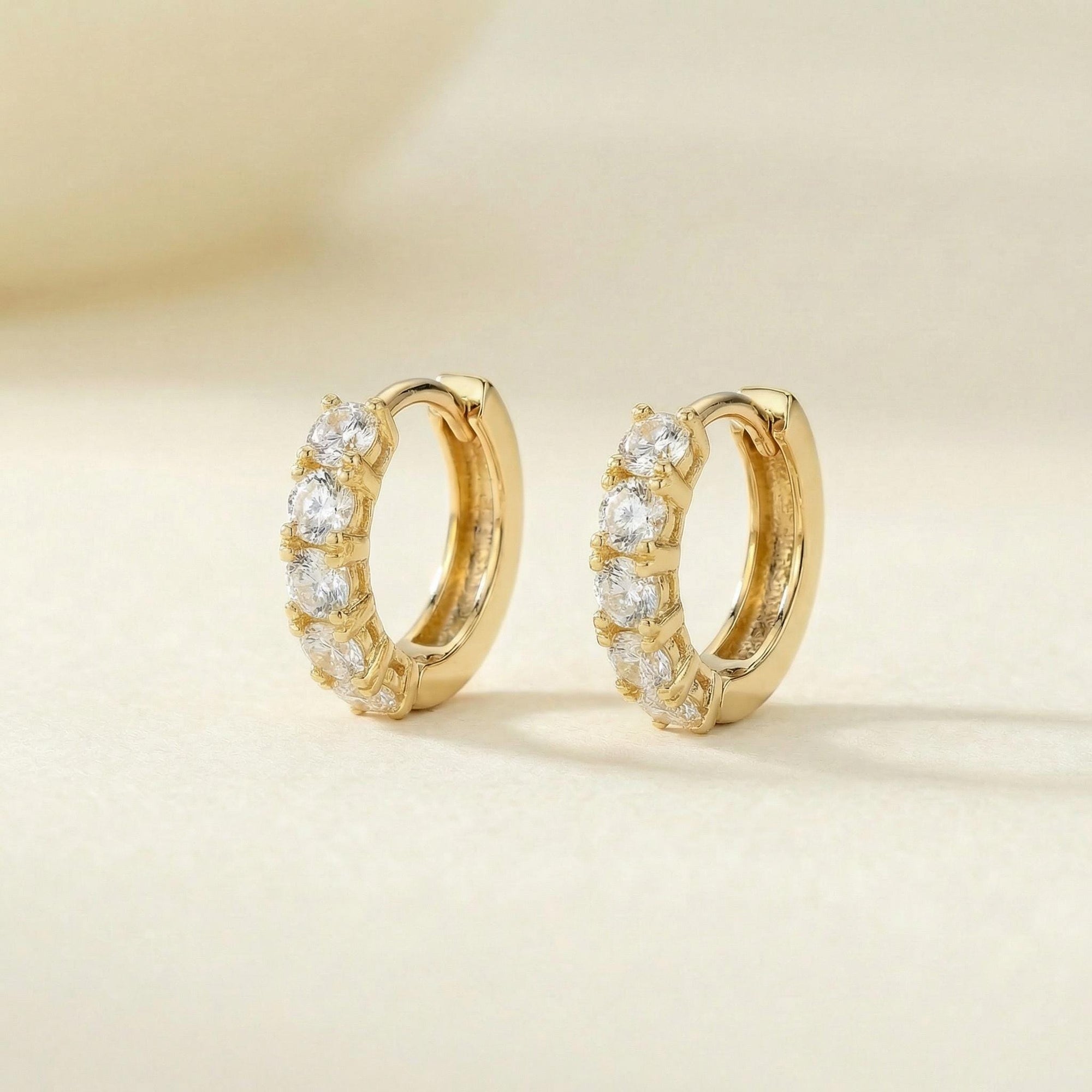 Chunky Diamond Huggie Earrings in 14K Gold - Melt'm Jewelry