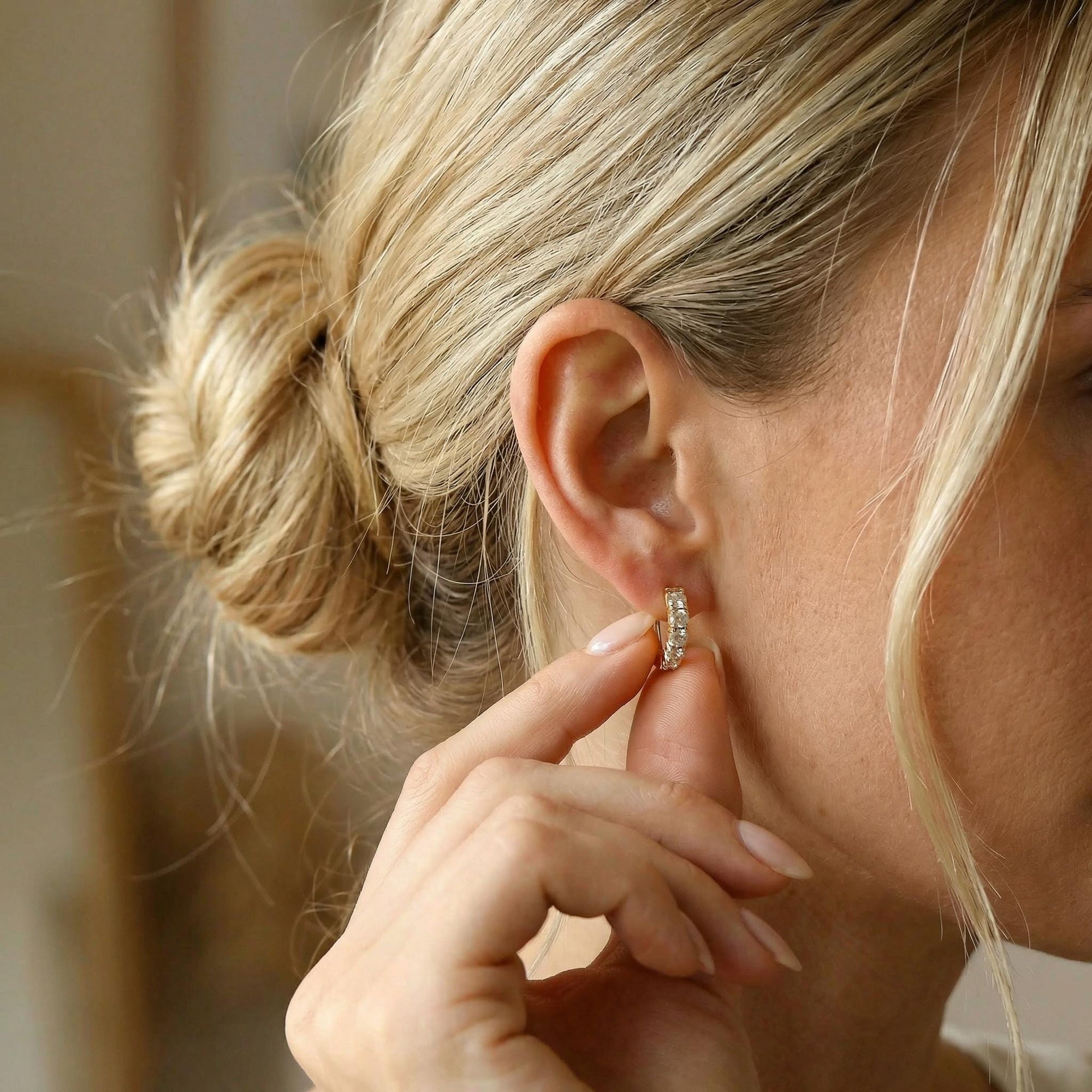Chunky Diamond Huggie Earrings in 14K Gold - Melt'm Jewelry