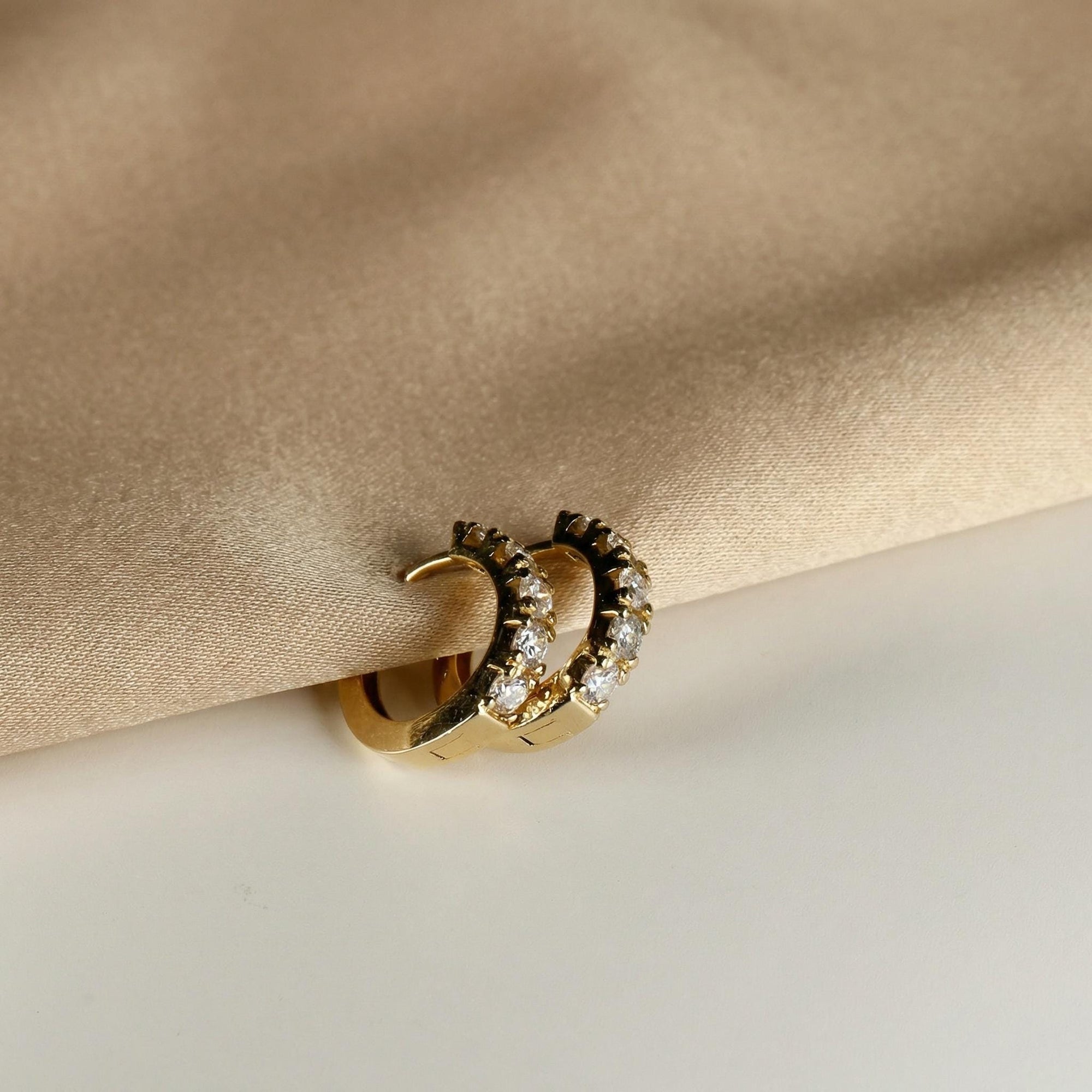 Chunky Diamond Huggie Earrings in 14K Gold - Melt'm Jewelry