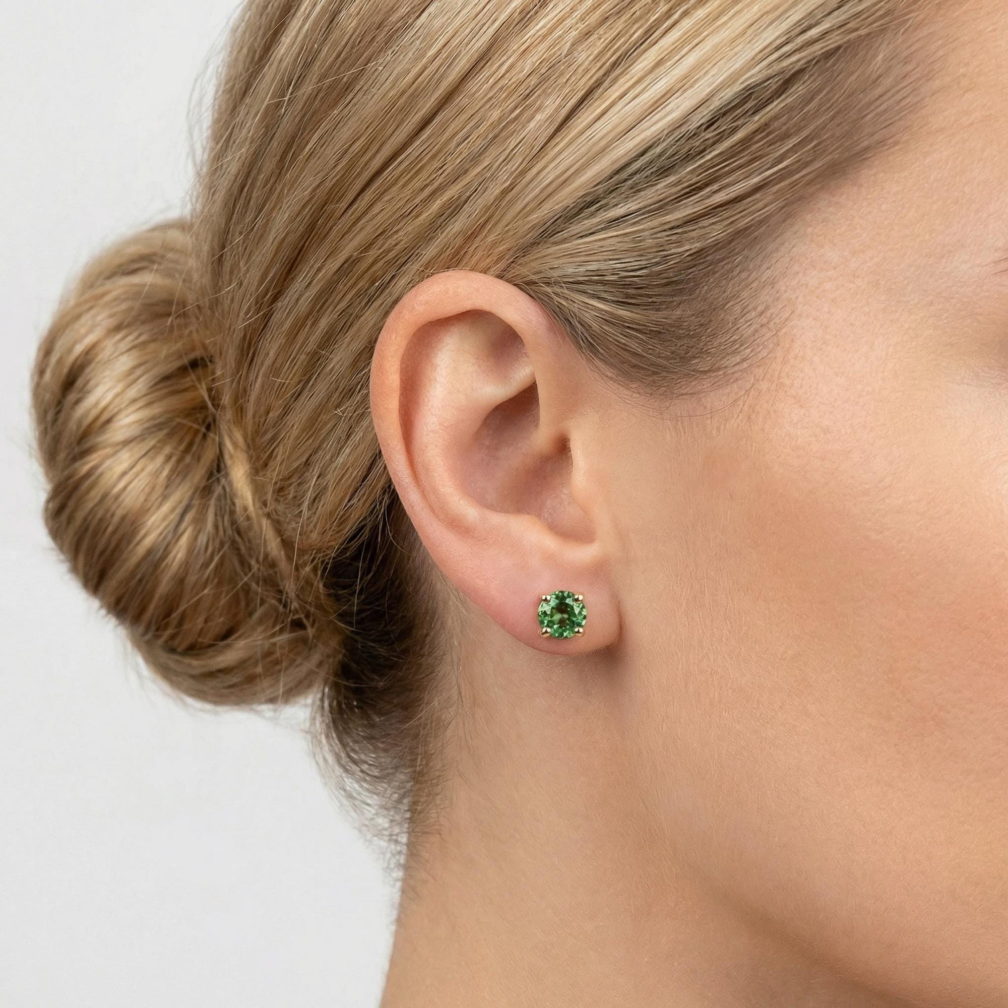 Green Sapphire Earrings 14k Solid Gold, Sapphire Bridal Earrings - Melt'm Jewelry
