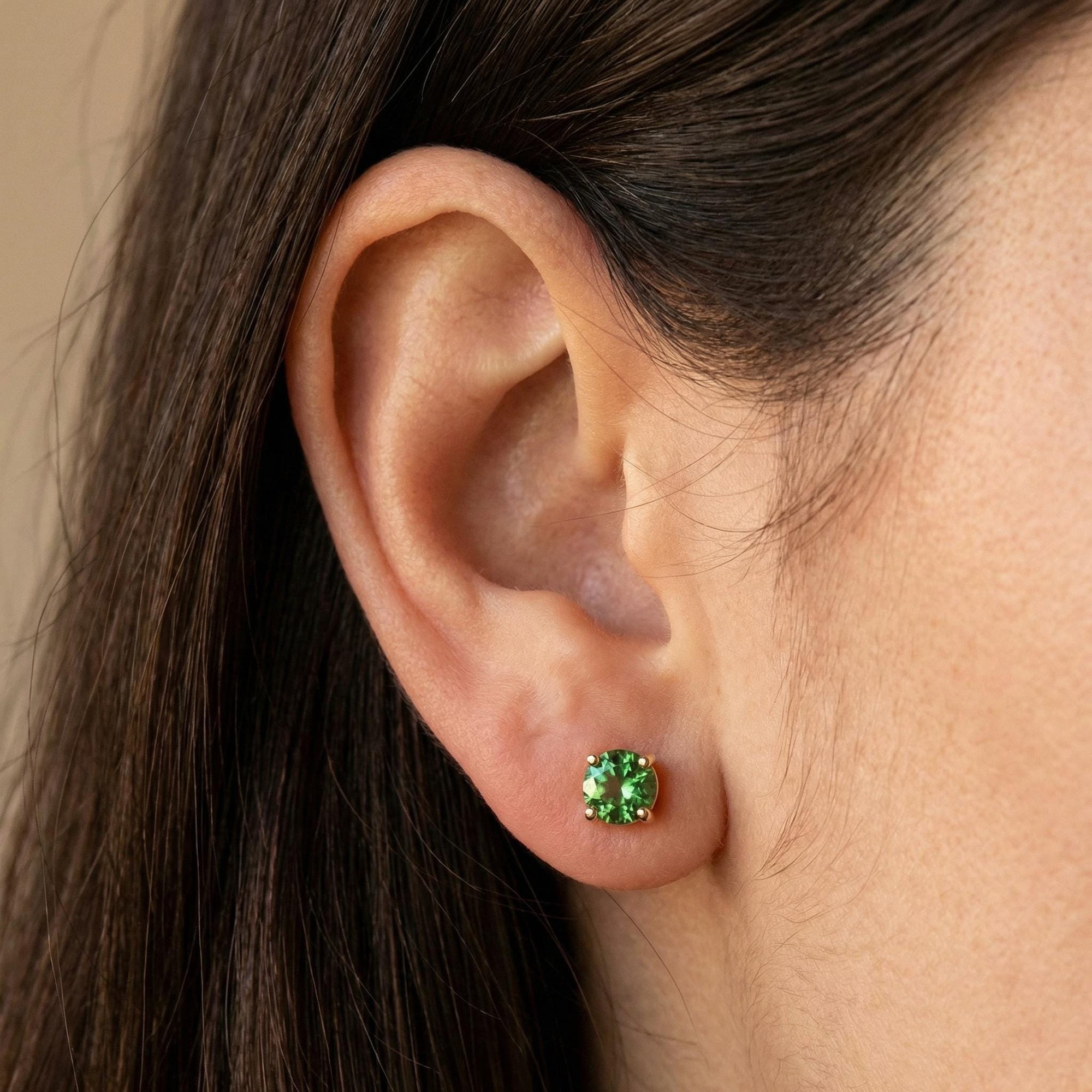 Green Sapphire Earrings 14k Solid Gold, Sapphire Bridal Earrings - Melt'm Jewelry