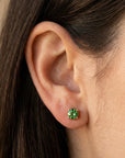 Green Sapphire Earrings 14k Solid Gold, Sapphire Bridal Earrings - Melt'm Jewelry