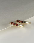 Garnet Huggie Hoop Earrings 14k Gold, Bridal Garnet Hoop Earrings - Melt'm Jewelry