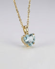 Heart Shape Aquamarine Necklace 14k Solid Gold - Melt'm Jewelry
