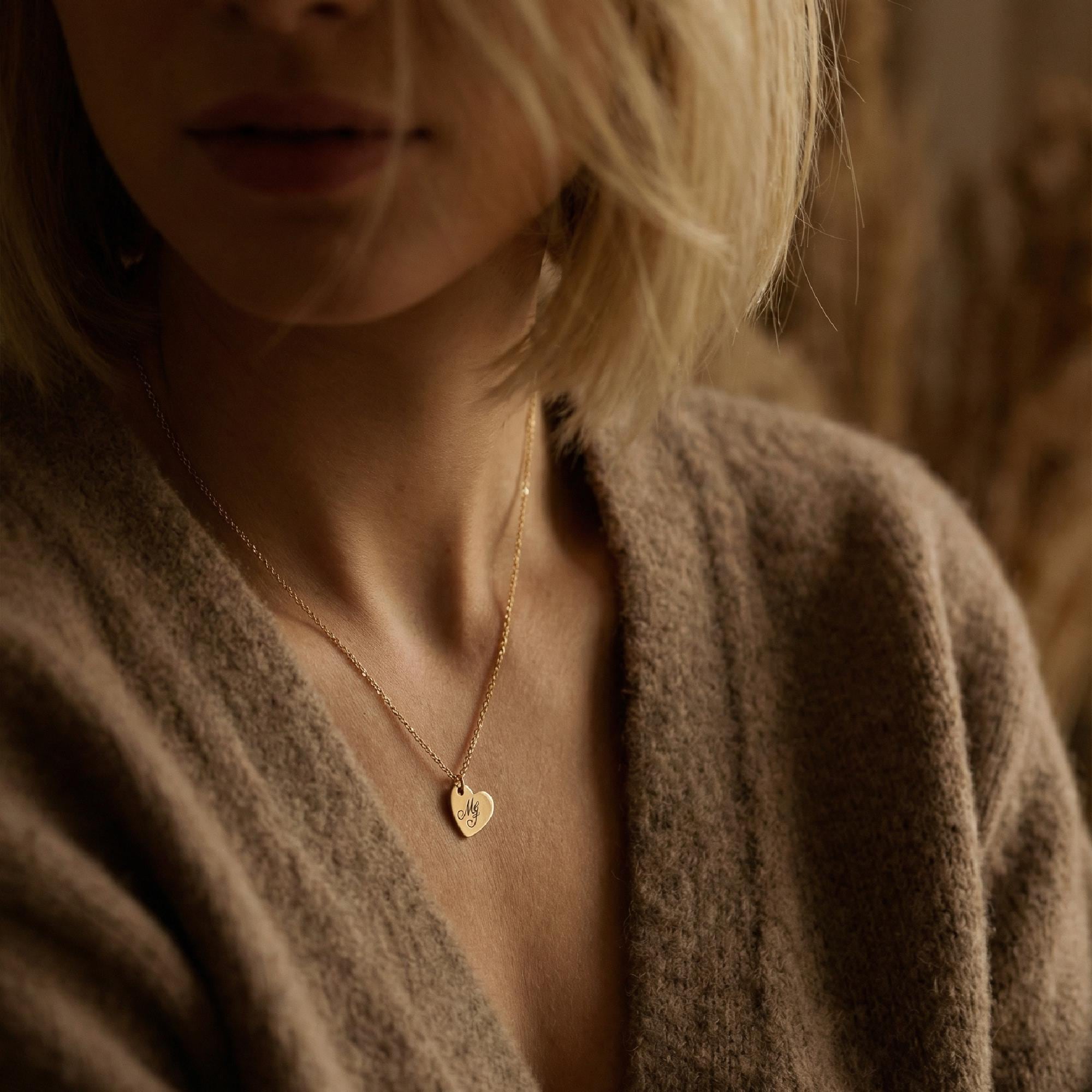 Engraved Heart Necklace, Custom Jewelry