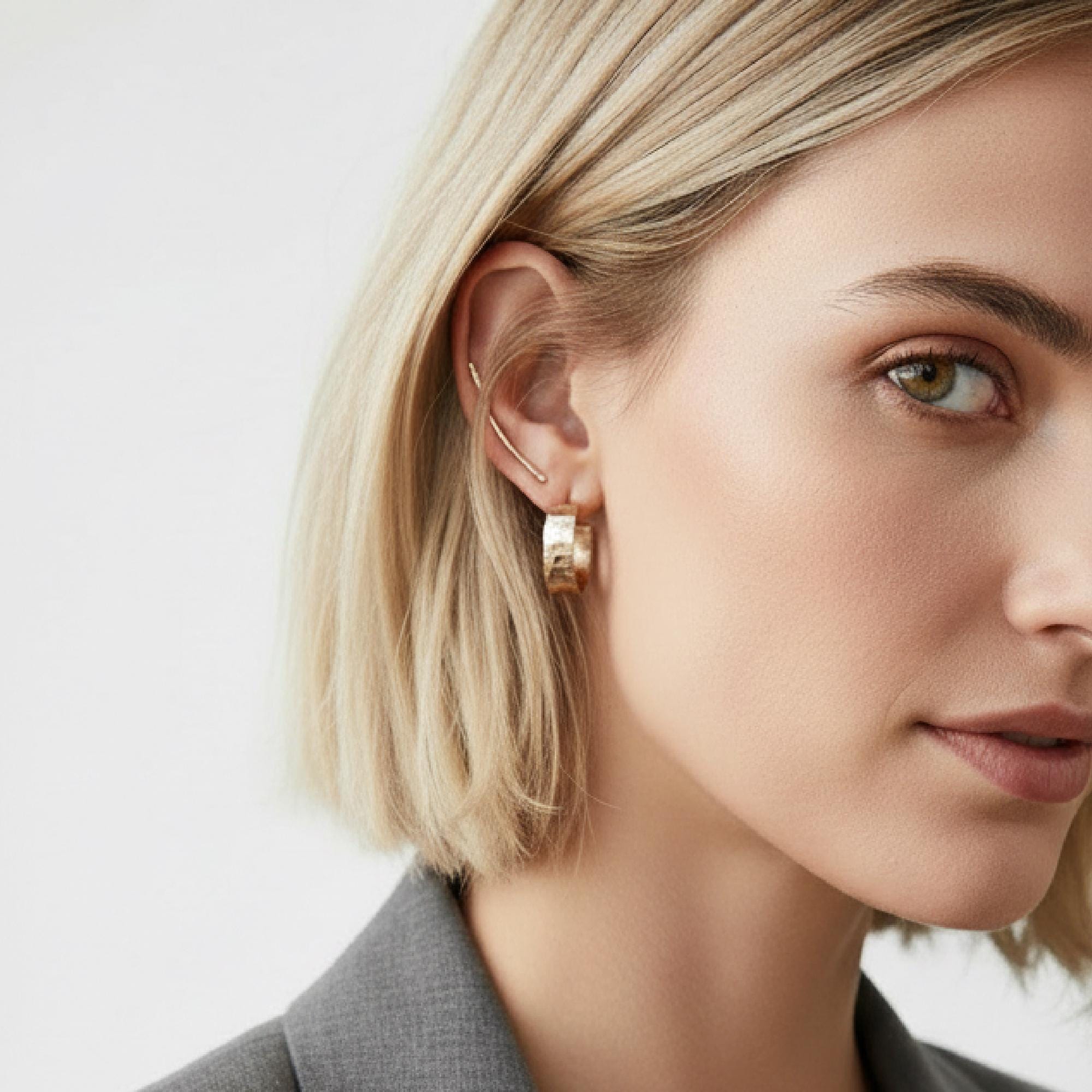 Chunky Gold Hoops, Hammered Gold Thick Hoop Earrings - Melt'm Jewelry