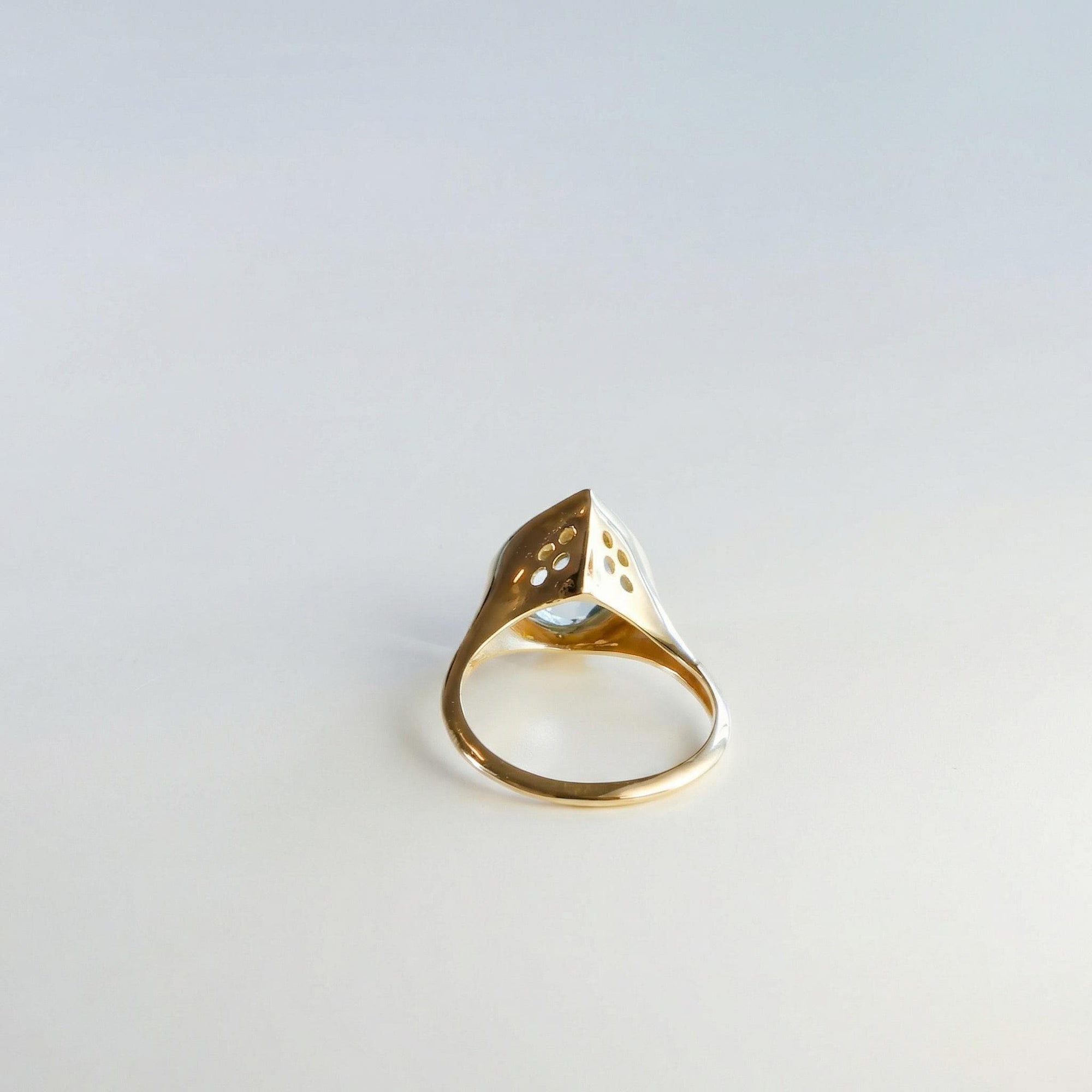 Fancy Cut Aquamarine Bezel Set Ring, Statement Gold Ring - Melt'm Jewelry