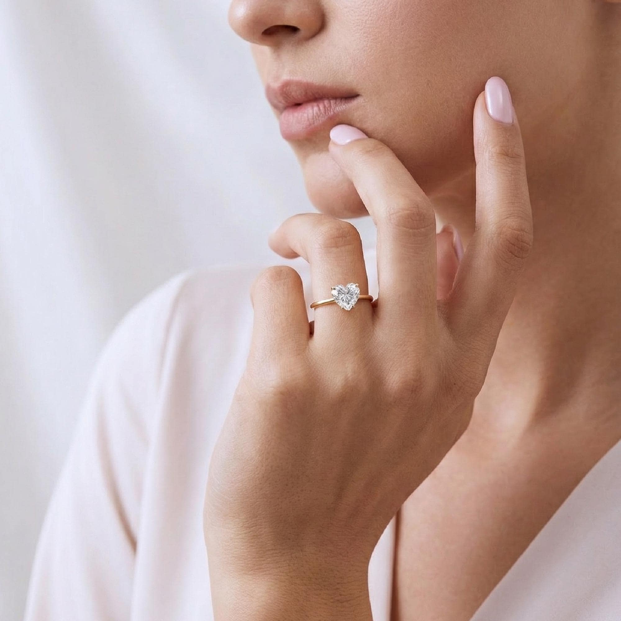 Heart Moissanite Ring 14k Gold, 1.3 Ct. Heart Moissanite Engagement Ring - Melt'm Jewelry