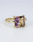 14k Solid Gold Square Ametrine Ring