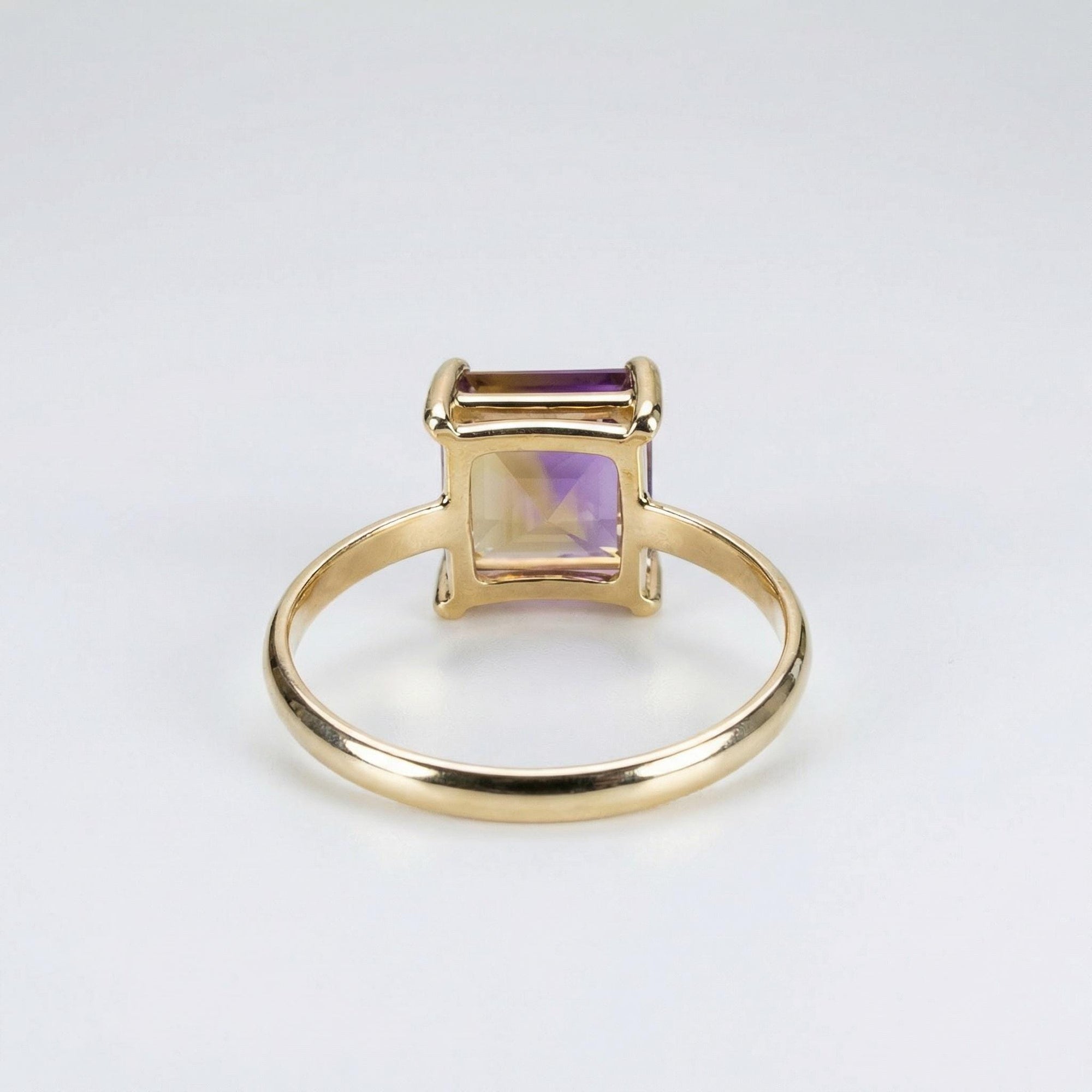 14k Solid Gold Square Ametrine Ring
