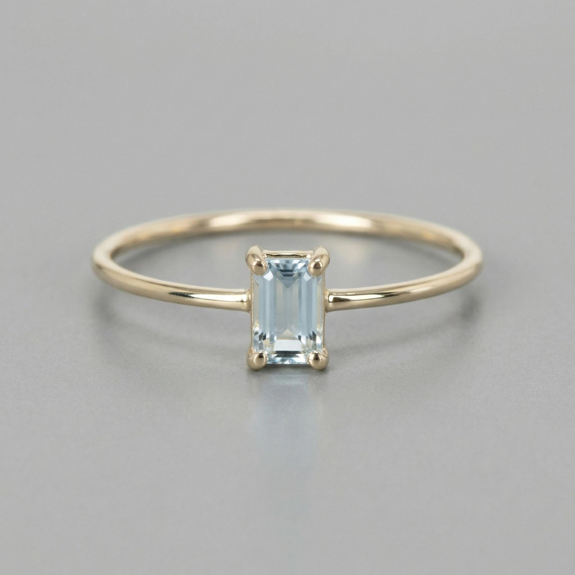 Emerald Cut Aquamarine Engagement Ring