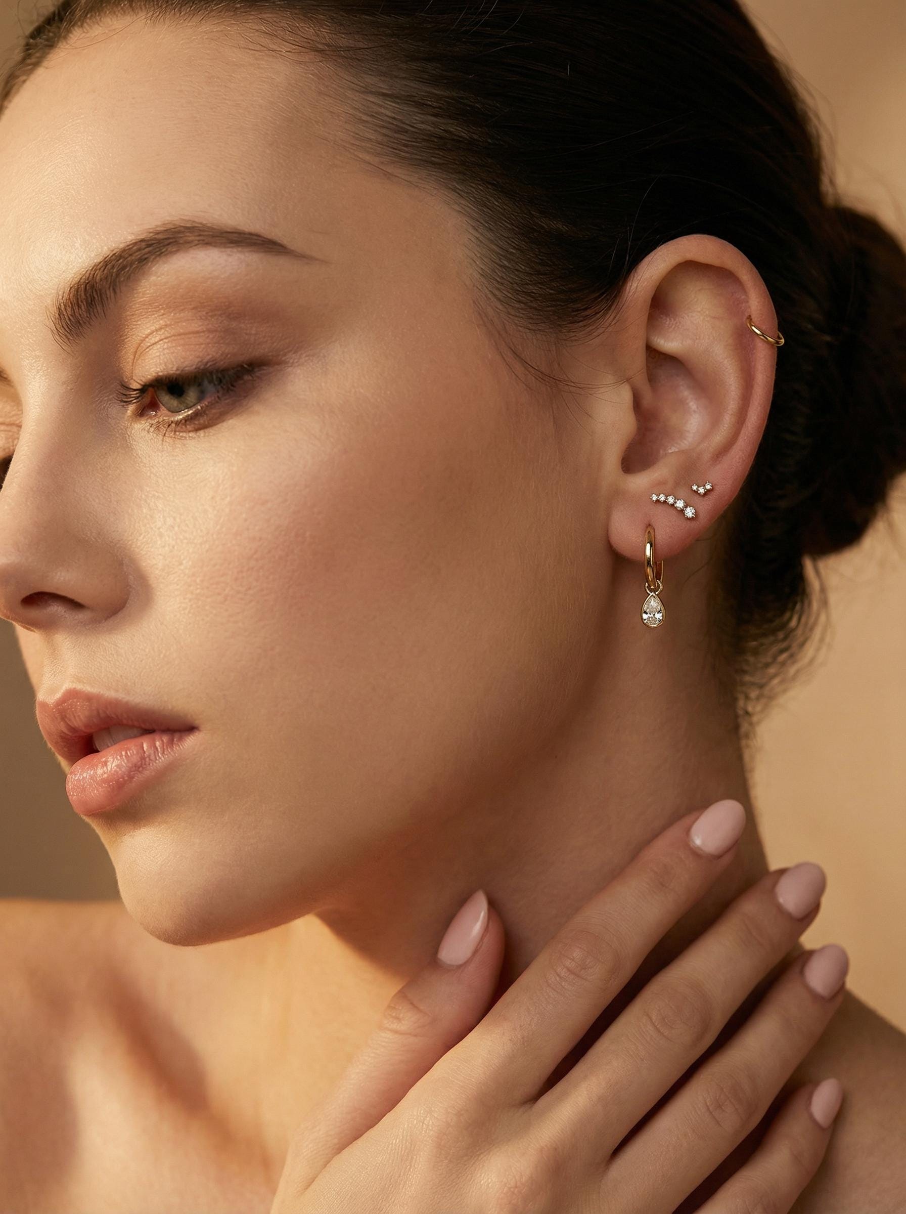 14k Gold 3 Stone Simulated Diamond CZ Prong Set Cluster Earrings (SINGLE OR PAIR) - Melt'm Jewelry