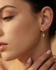 14k Gold 3 Stone Simulated Diamond CZ Prong Set Cluster Earrings (SINGLE OR PAIR) - Melt'm Jewelry