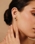 Heart Emerald Earrings 14k Solid Gold, Heart Emerald Stud Earrings