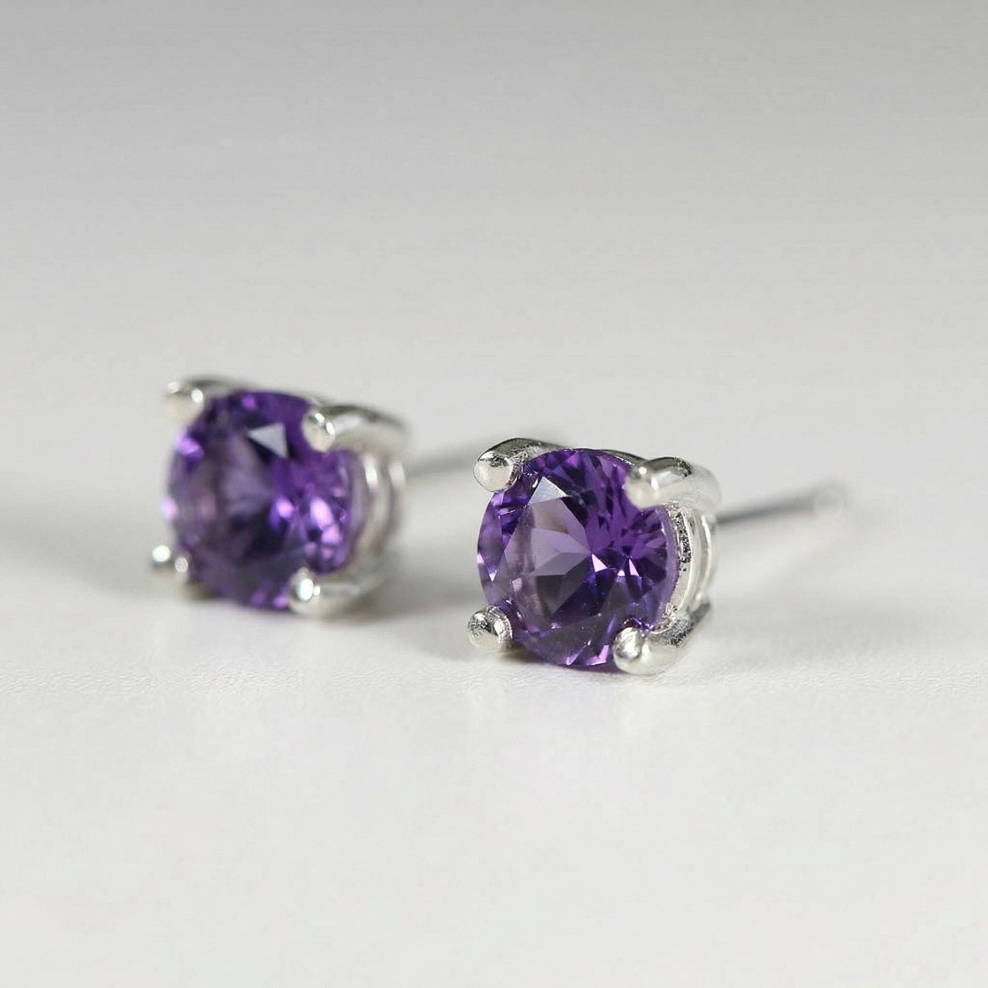 Amethyst Stud Earrings 14k Gold