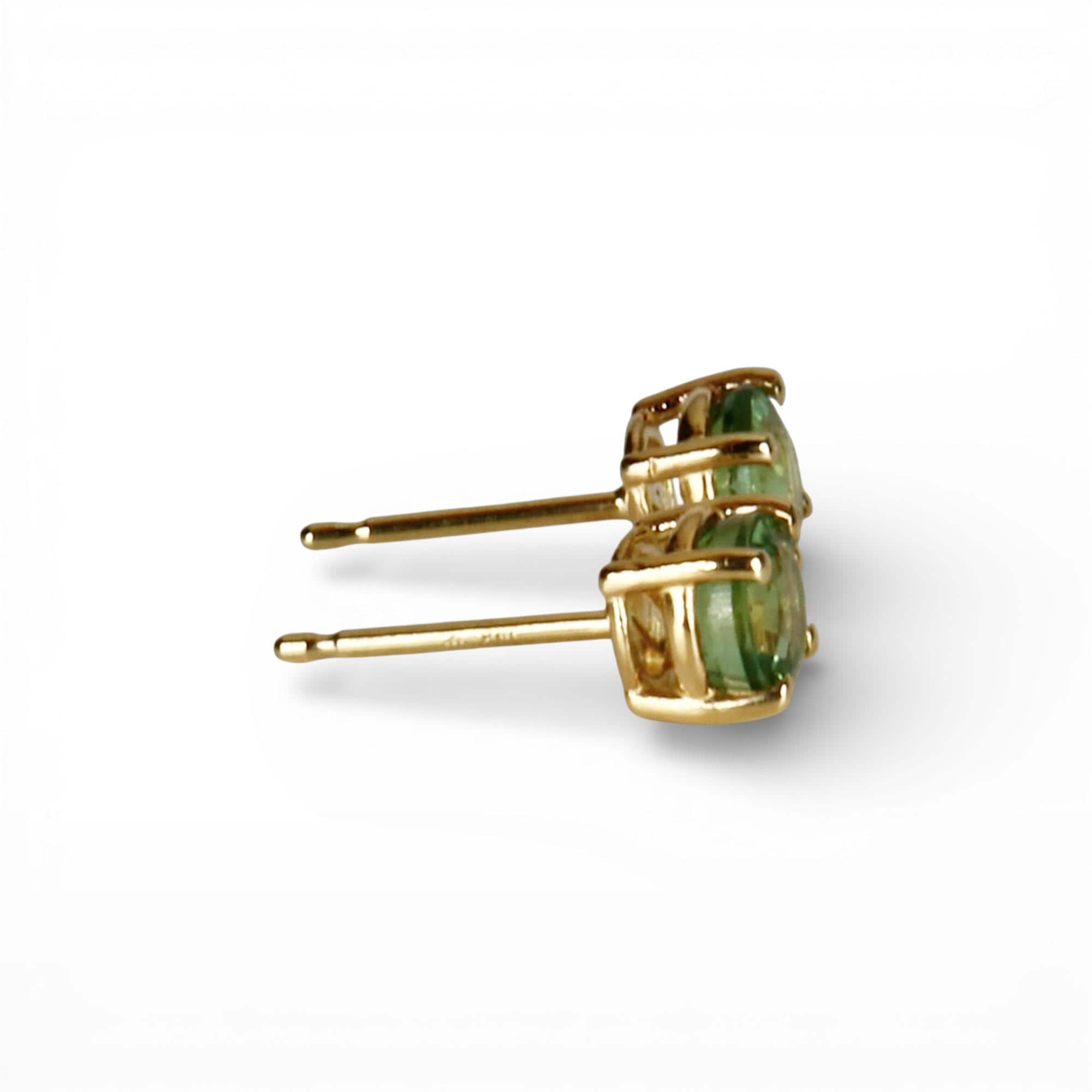 Green Sapphire Earrings 14k Solid Gold, Sapphire Bridal Earrings - Melt'm Jewelry