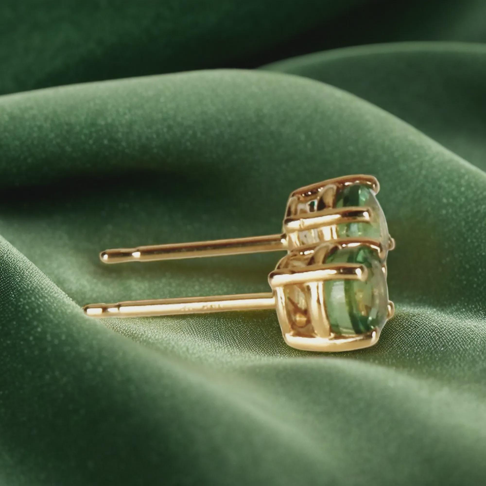 Green Sapphire Earrings 14k Solid Gold, Sapphire Bridal Earrings - Melt'm Jewelry