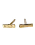 14k Solid Gold Hammered Bar Stud Earrings (SINGLE OR PAIR) - Melt'm Jewelry