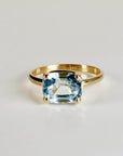 Cushion Cut Aquamarine Ring 14k Gold Aquamarine Engagement Ring