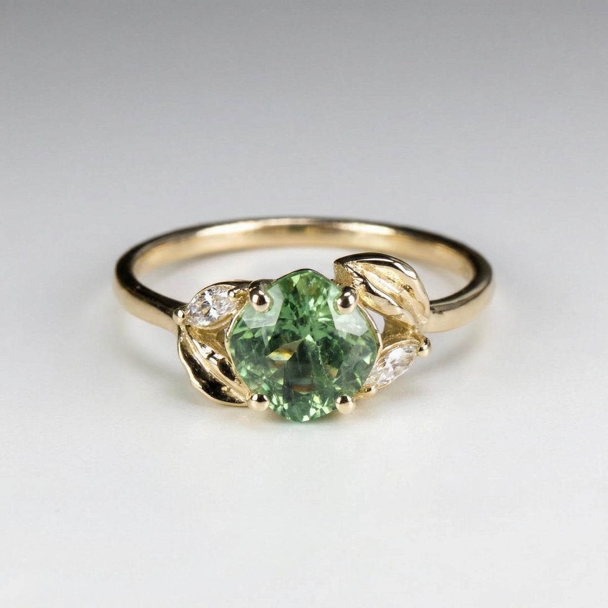 Prasiolite Cushion Cut Engagement Ring in 14K Solid Gold - Melt'm Jewelry
