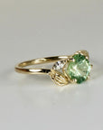 Prasiolite Cushion Cut Engagement Ring in 14K Solid Gold
