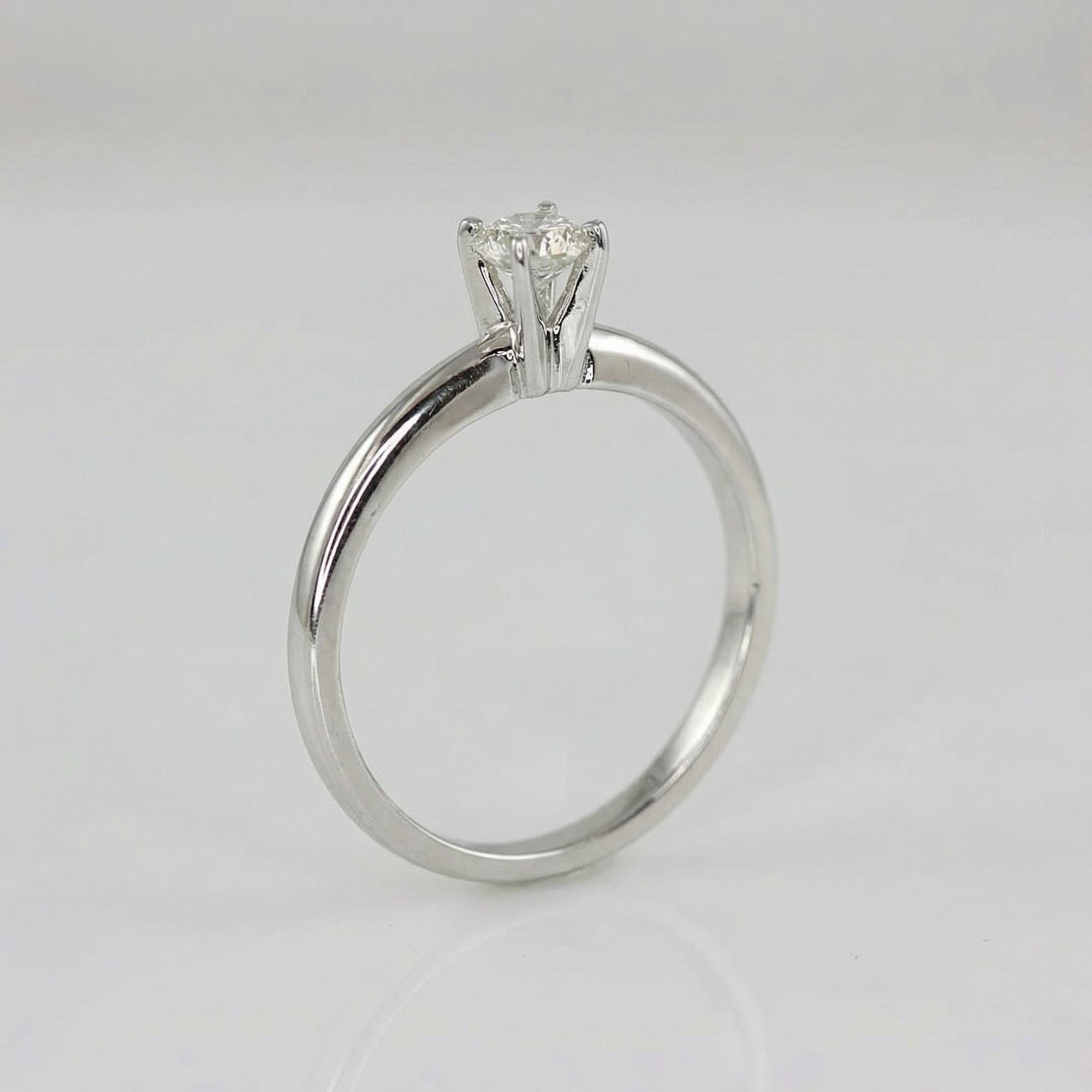 0.25ct Diamond Solitaire Ring 14K Solid White Gold - Melt'm Jewelry