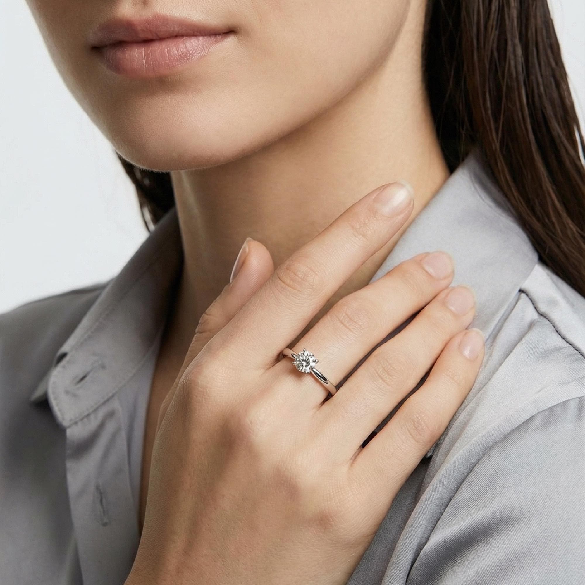0.25ct Diamond Solitaire Ring 14K Solid White Gold