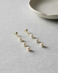 Freshwater Pearl Drop Earrings, Bridal Jewelry, Zircon Stud Pearl Earrings - Melt'm Jewelry
