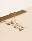 Freshwater Pearl Drop Earrings, Bridal Jewelry, Zircon Stud Pearl Earrings - Melt'm Jewelry