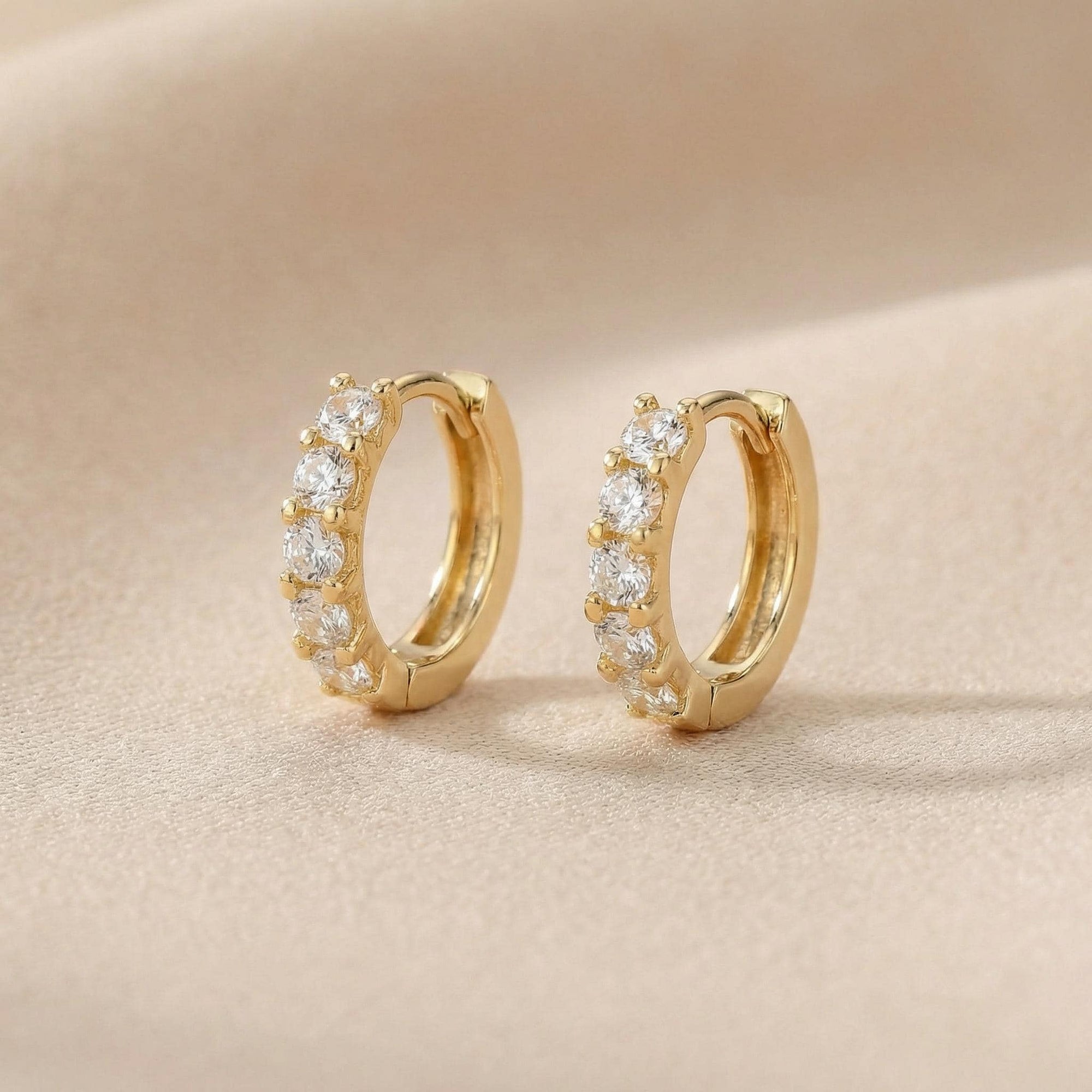 Chunky Diamond Huggie Earrings in 14K Gold