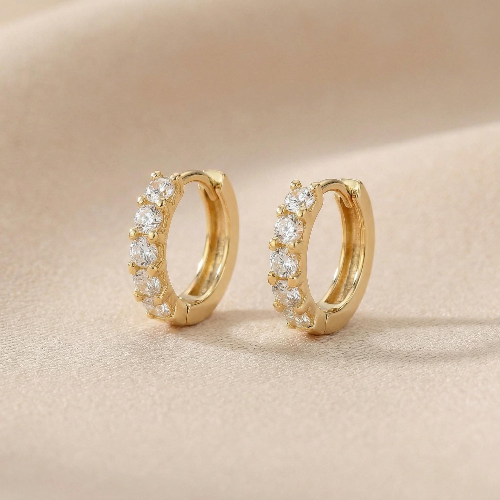 Chunky Diamond Huggie Earrings in 14K Gold - Melt'm Jewelry