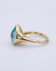 Fancy Cut Aquamarine Bezel Set Ring, Statement Gold Ring