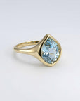 Fancy Cut Aquamarine Bezel Set Ring, Statement Gold Ring