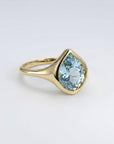 Fancy Cut Aquamarine Bezel Set Ring, Gold Statement Ring - Melt'm Jewelry