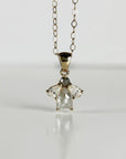 14K Solid Gold Salt and Pepper Diamond Cluster Necklace with Pear Moissanites - Melt'm Jewelry