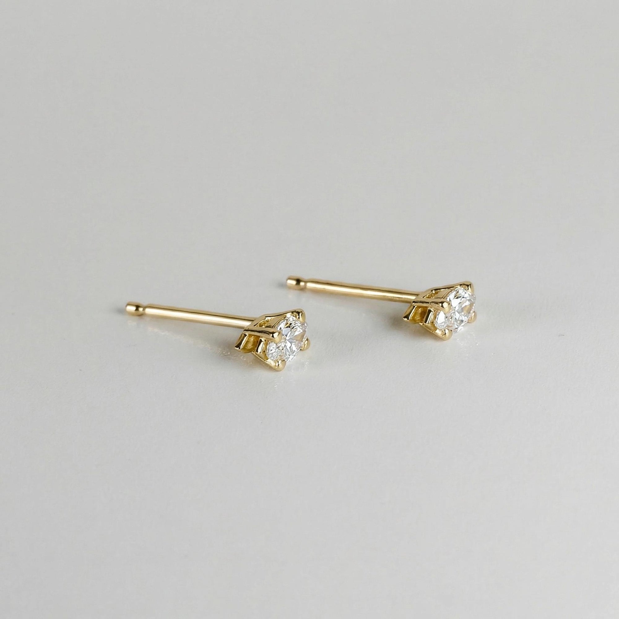 Marquise Diamond Stud Earrings, 0.14 ct VS Diamond Earrings 14k Gold