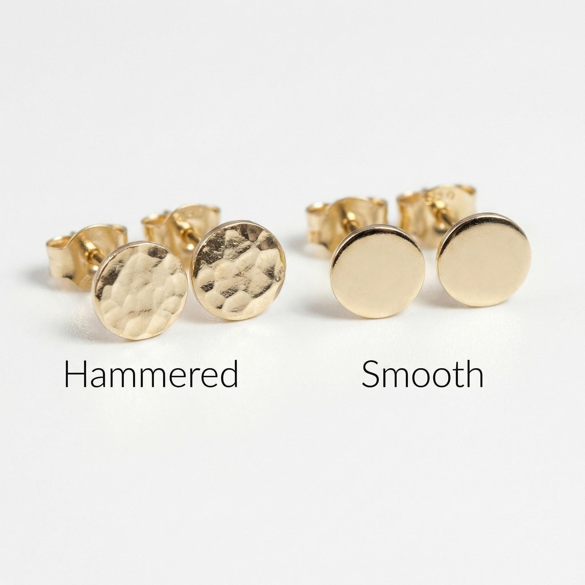 Tiny Gold Circle Earrings, Single or Pair Hammered Gold - Melt'm Jewelry