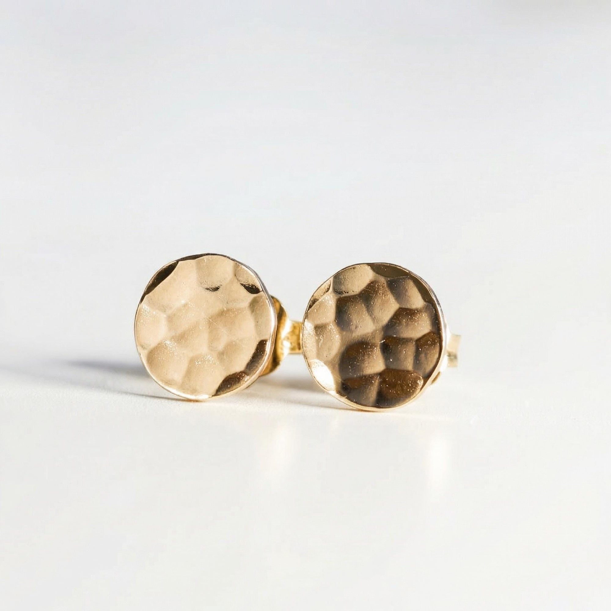 Gold Filled Hammered Disc Stud Earrings - Melt'm Jewelry