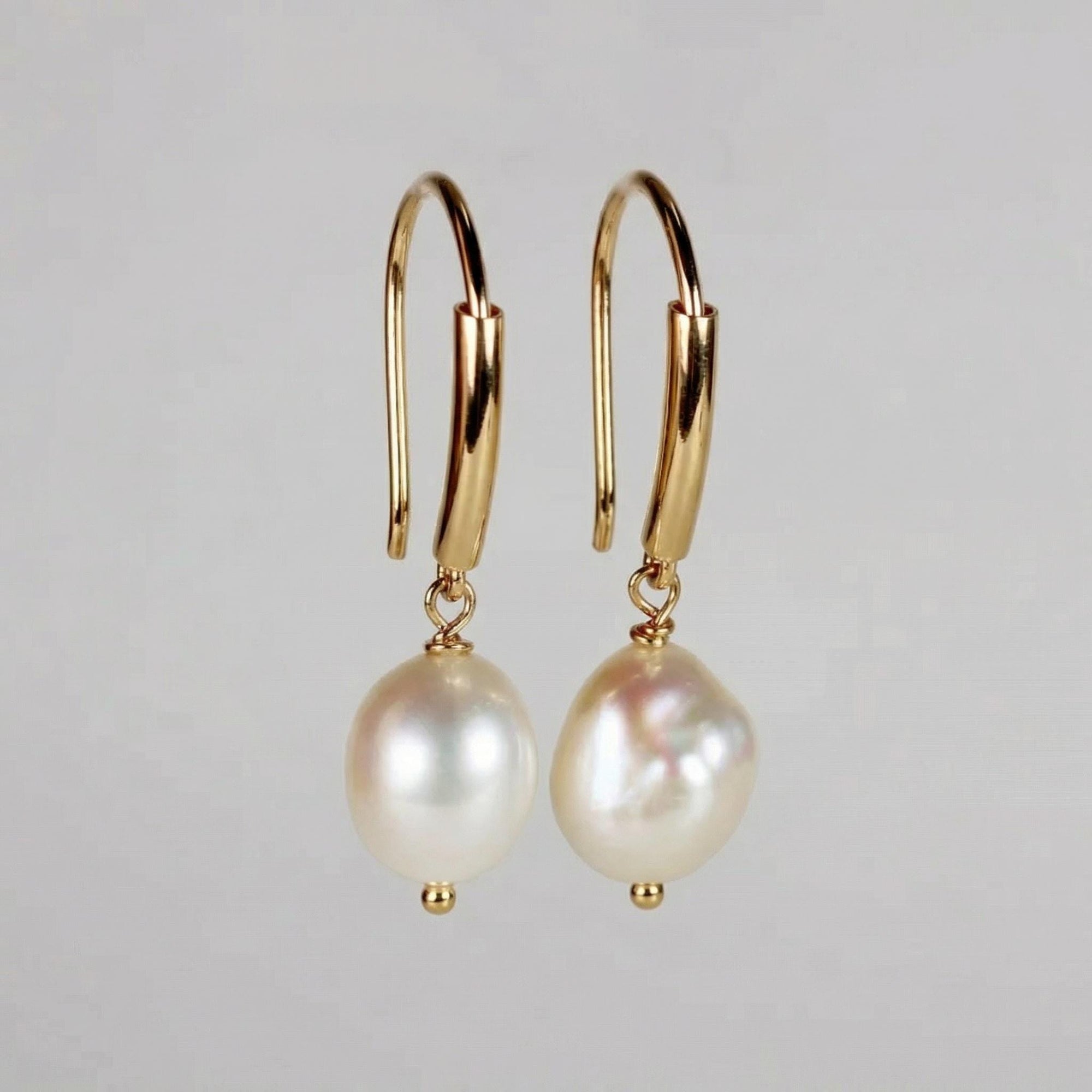 Baroque Pearl Dangle Earrings, Gold Filled Big Pearl Earrings - Melt'm Jewelry