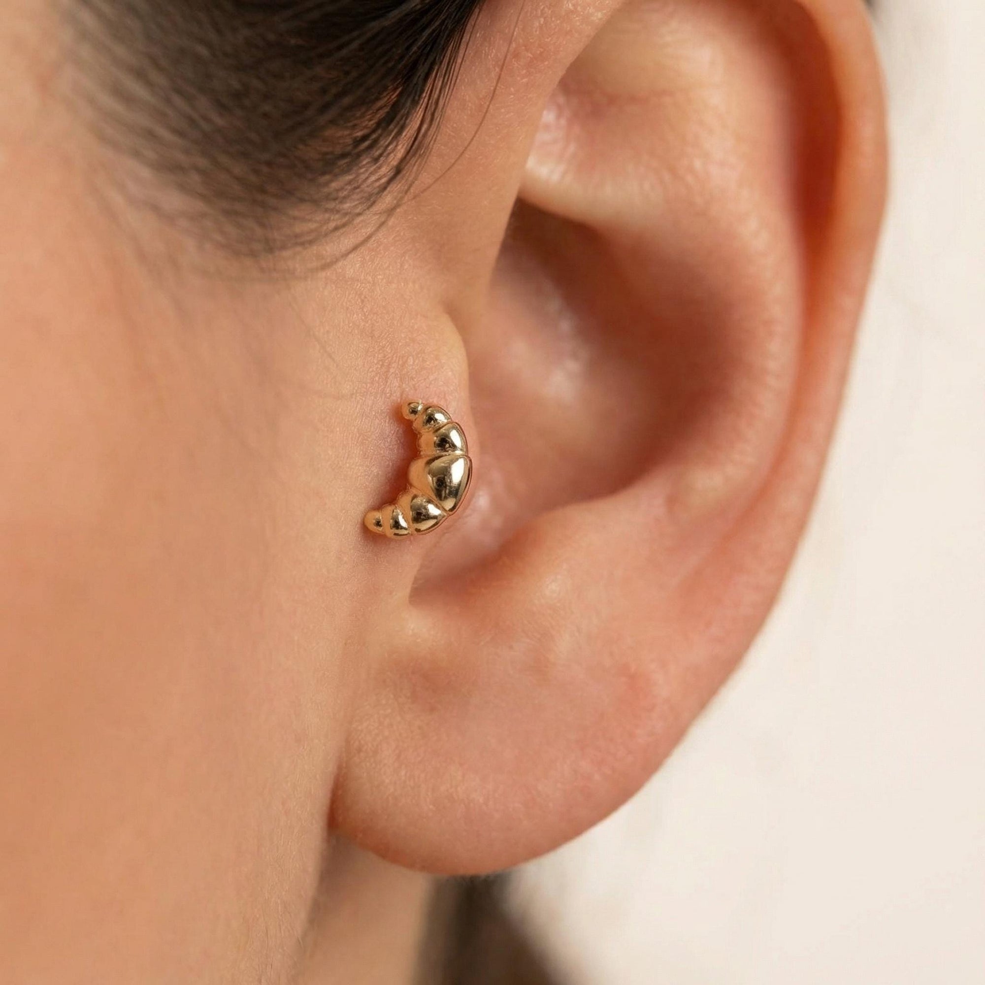 Croissant Flat Back Earrings 14k Solid Gold - Melt'm Jewelry