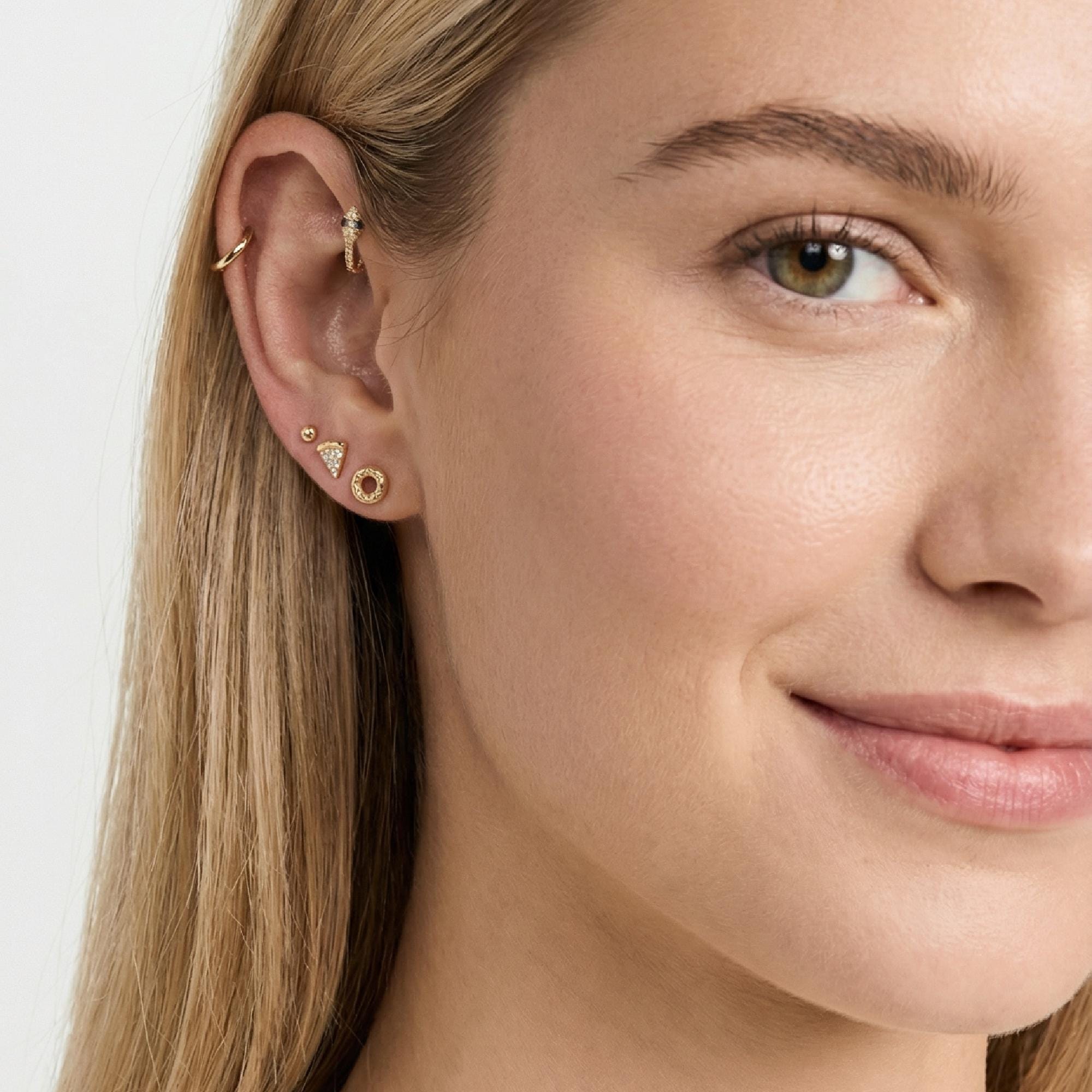 Donut Flat Back Earrings 14k Solid Gold, Food Stack Earrings - Melt'm Jewelry