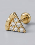 Tiny Pizza Slice Flat Back Earrings 14k Solid Gold -5 mm (SINGLE) - Melt'm Jewelry