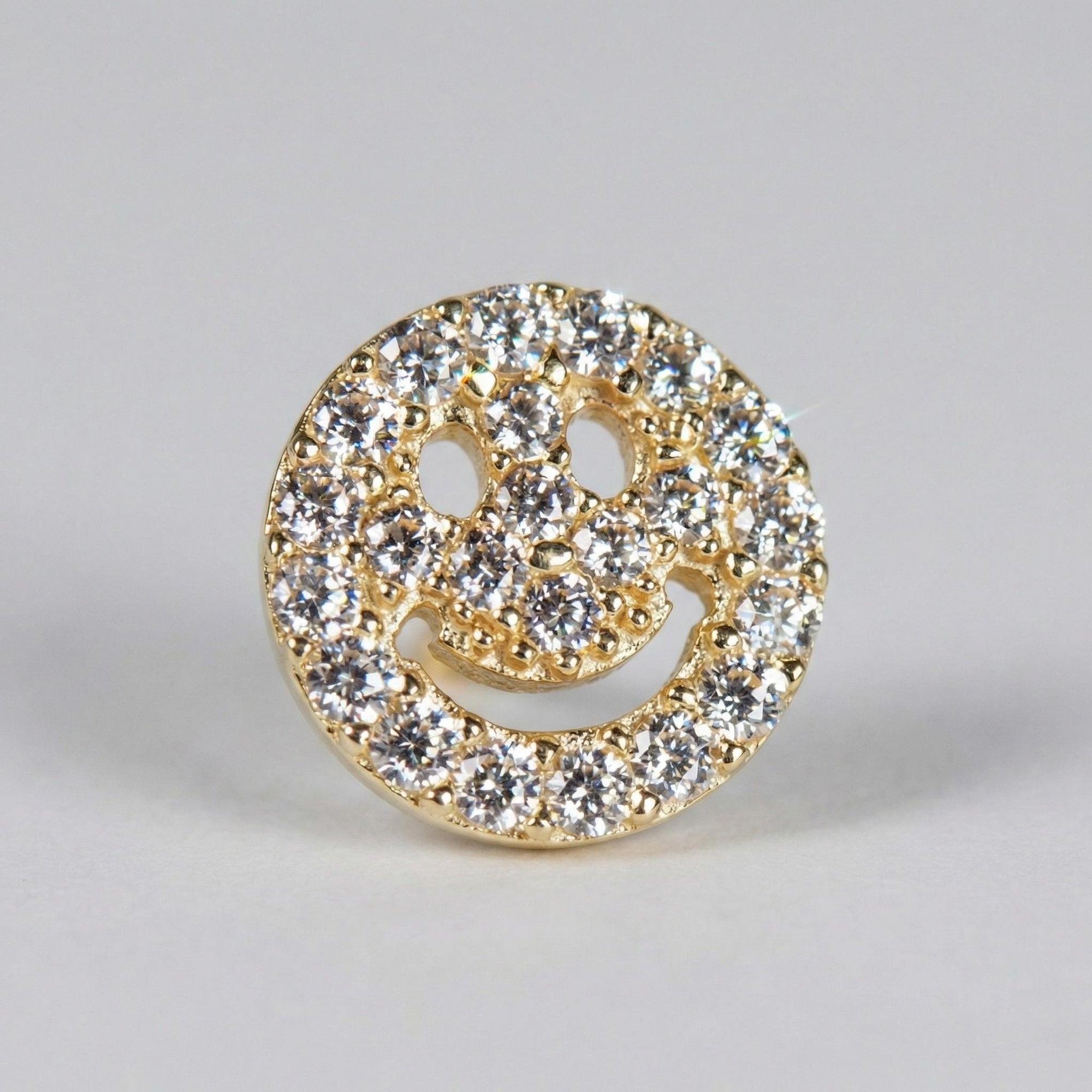 Smiley Face Flat Back Earrings 14k Solid Gold - Melt'm Jewelry
