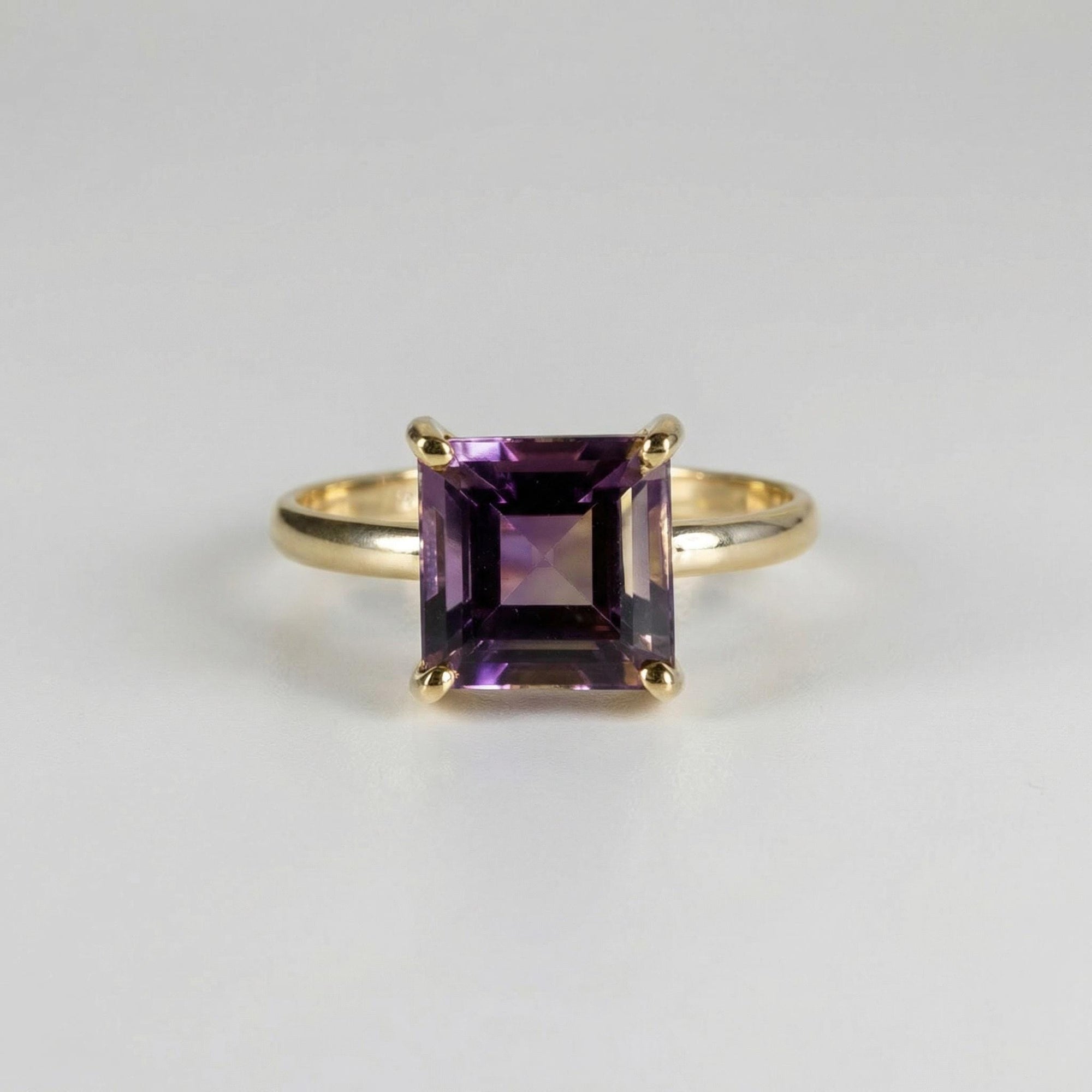 14k Solid Gold Square Ametrine Ring