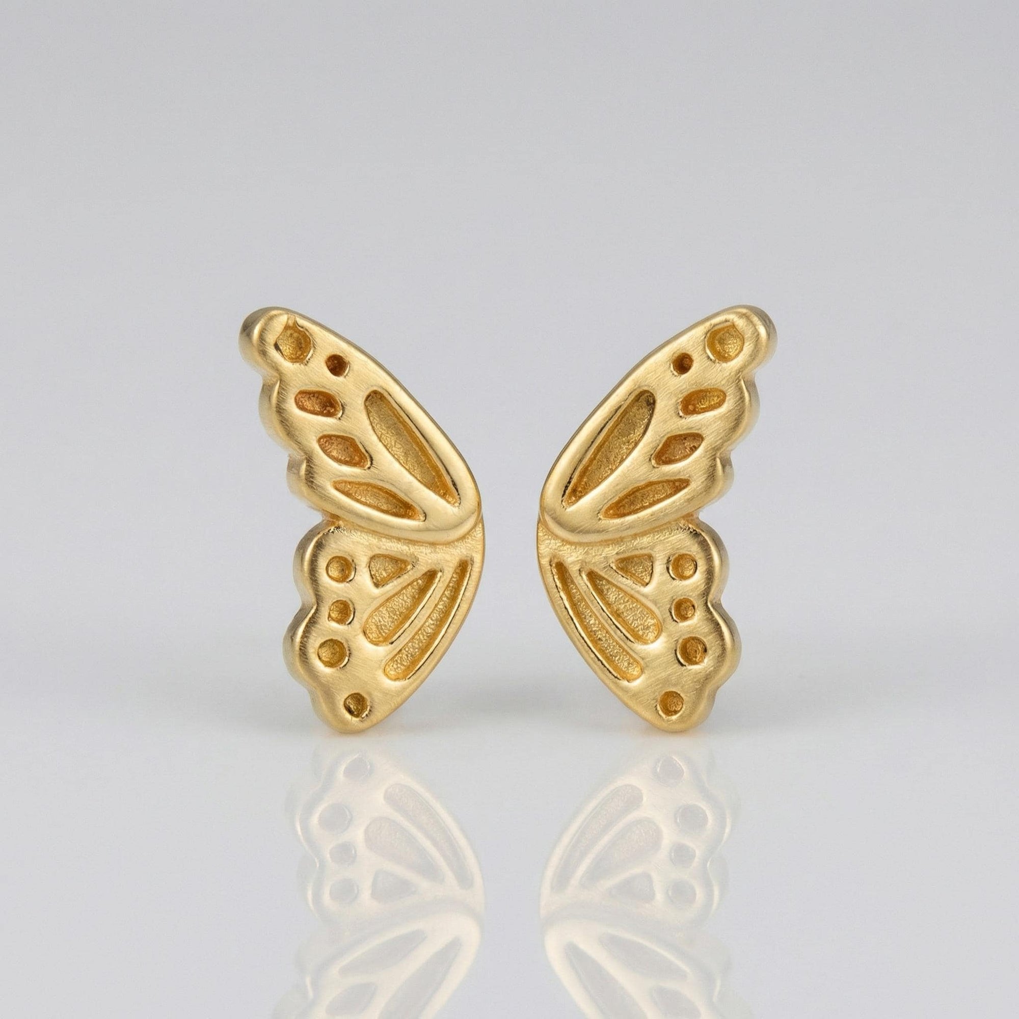 14k Gold Butterfly Wings Stud Earrings - Melt'm Jewelry