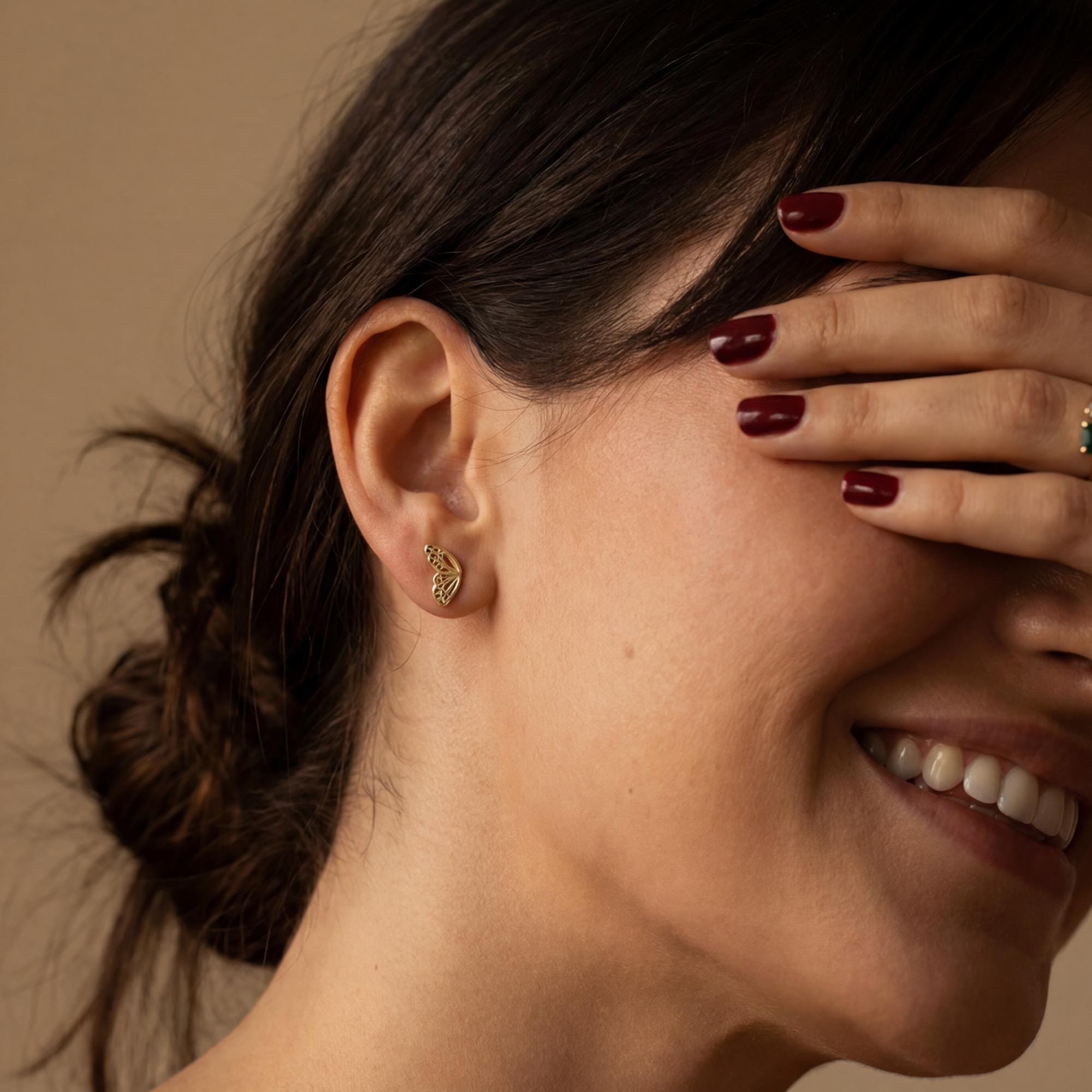 14k Gold Butterfly Wings Stud Earrings - Melt'm Jewelry