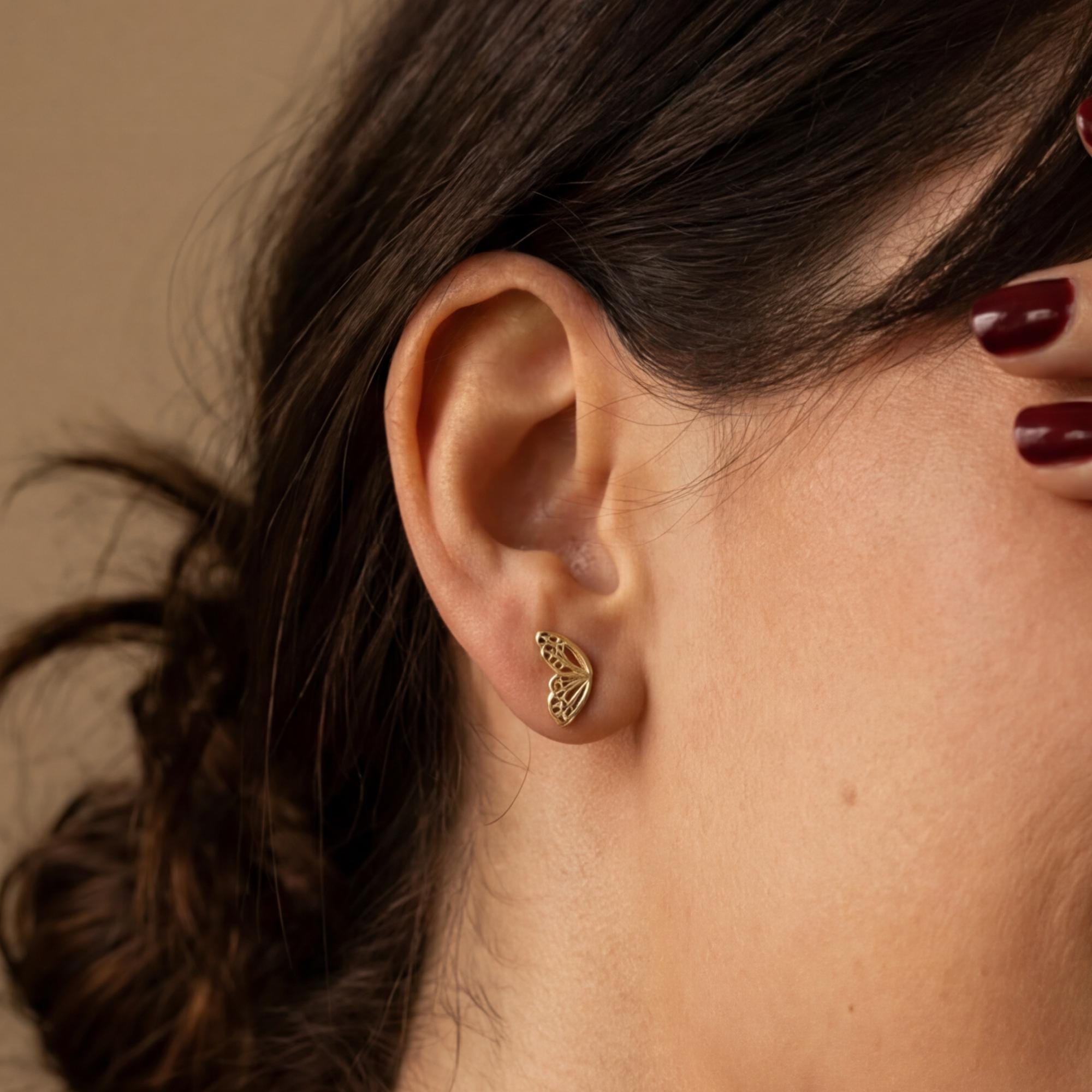 14k Gold Butterfly Wings Stud Earrings - Melt'm Jewelry