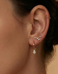 14k Gold 3 Stone Simulated Diamond CZ Prong Set Cluster Earrings (SINGLE OR PAIR)